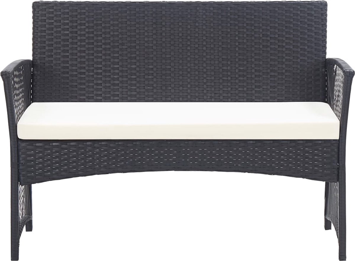 Vidaxl 4-delige Loungeset Met Kussen Poly Rattan - Zwart