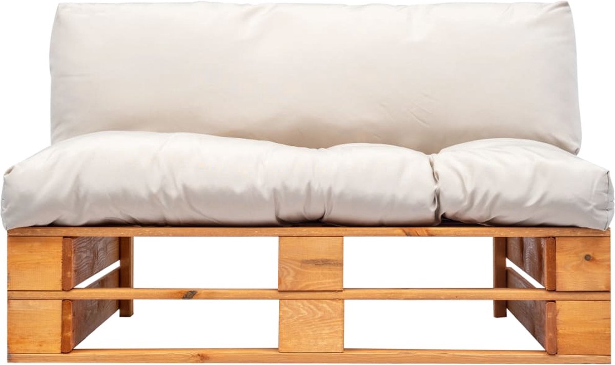 Vidaxl Tuinbank Met Zandkleurige Kussens Pallet Grenenhout - Beige