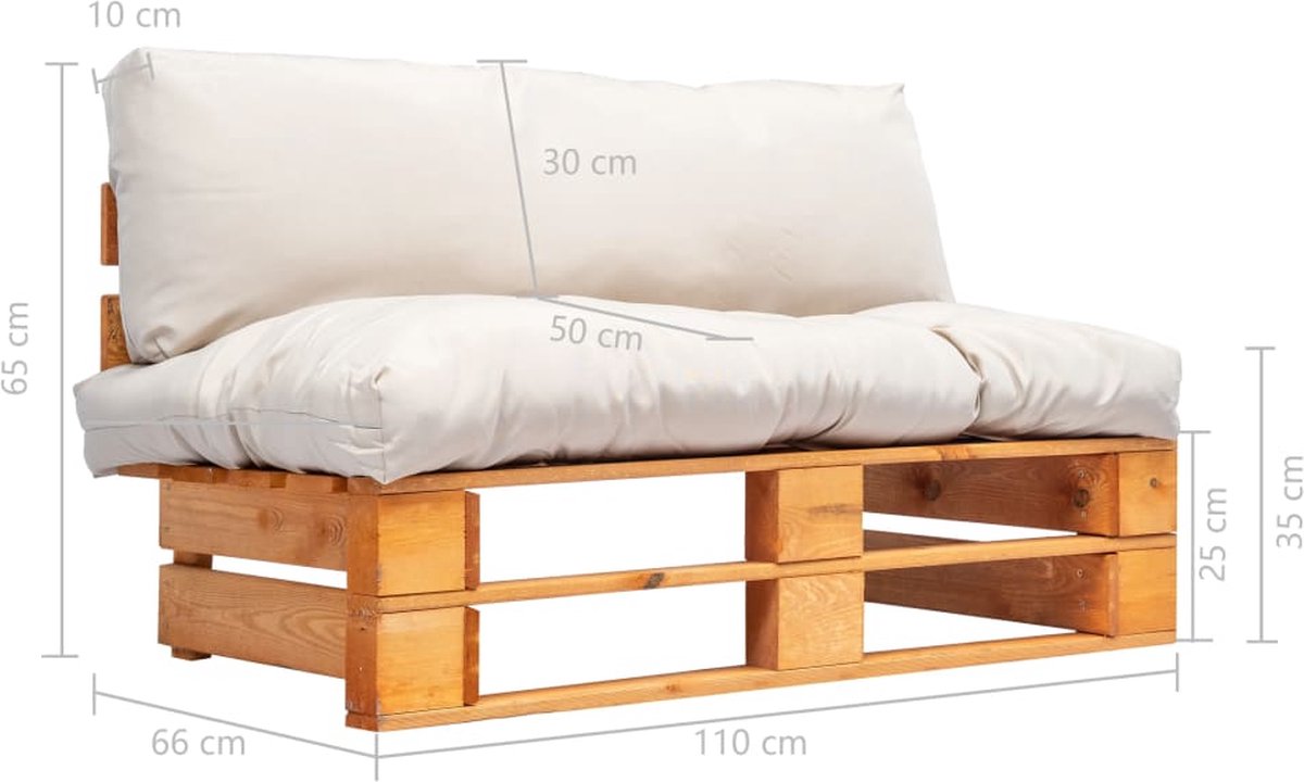 Vidaxl Tuinbank Met Zandkleurige Kussens Pallet Grenenhout - Beige