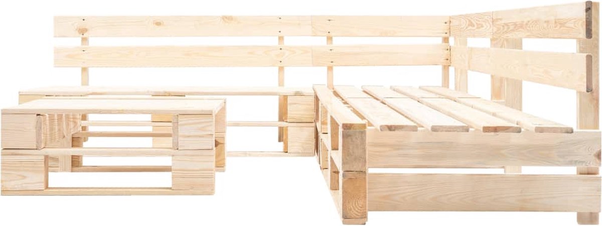 Vidaxl 4-delige Loungeset Pallet Met Grijze Kussens Hout - Grijs