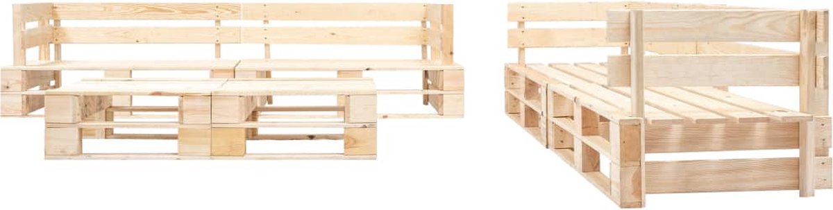 Vidaxl 6-delige Loungeset Pallet Met Grijze Kussens Hout - Grijs