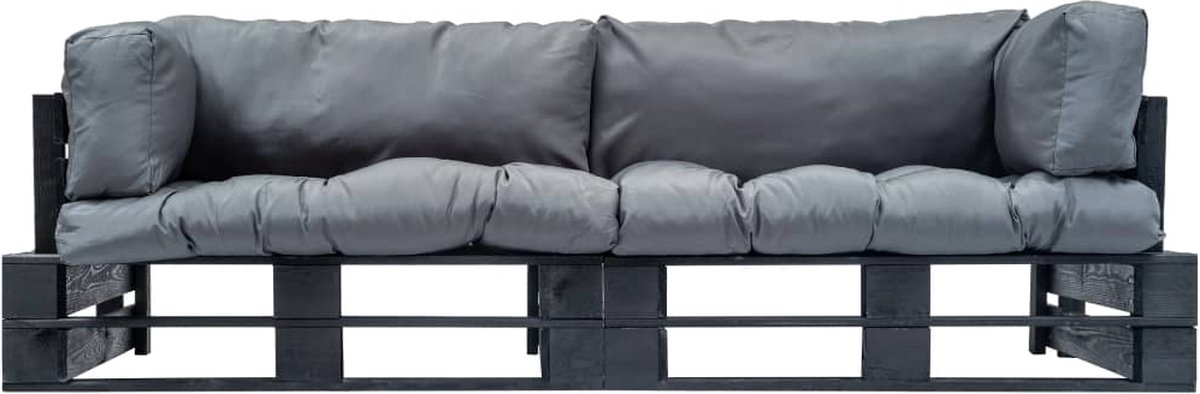 Vidaxl 2-delige Bankenset Pallet Met Grijze Kussens Grenenhout - Grijs