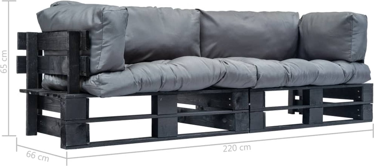 Vidaxl 2-delige Bankenset Pallet Met Grijze Kussens Grenenhout - Grijs