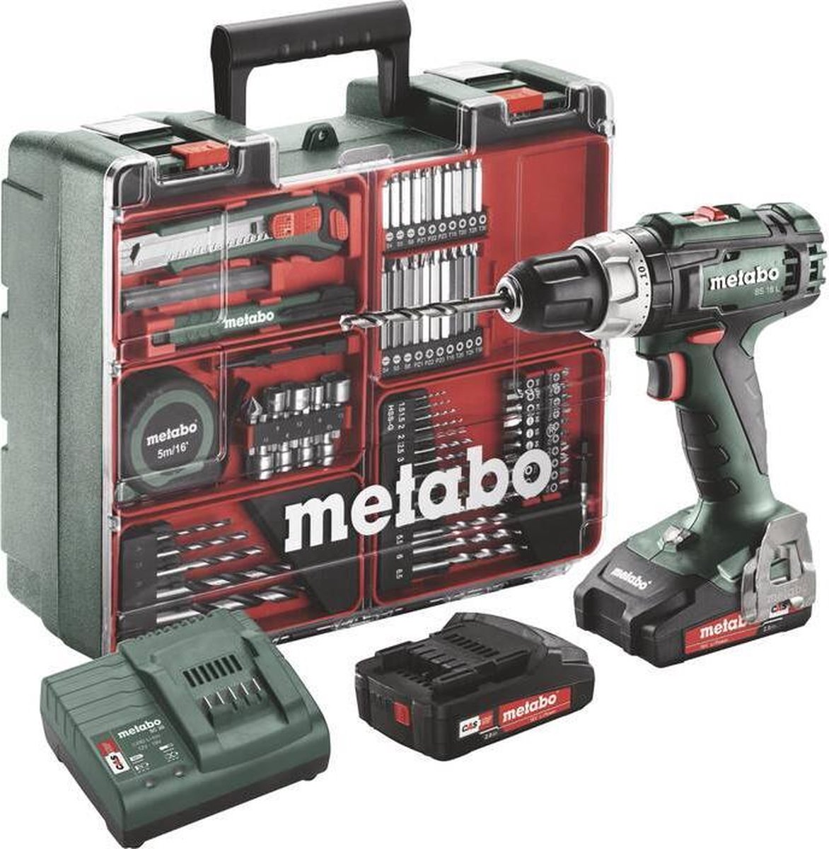 Metabo BS 18 L Mobiele werkplaats Accu boorschroefmachine | 18 V | 2 x 2,0 Ah Li-Power, SC 60 Plus | In koffer