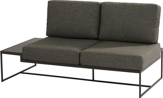 4 Seasons Outdoor Patio Loungebank Links met 4 Kussens - Grijs