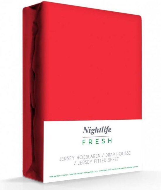 Nightlife Jersey Hoeslaken-200 X 210/220 Cm - Rood