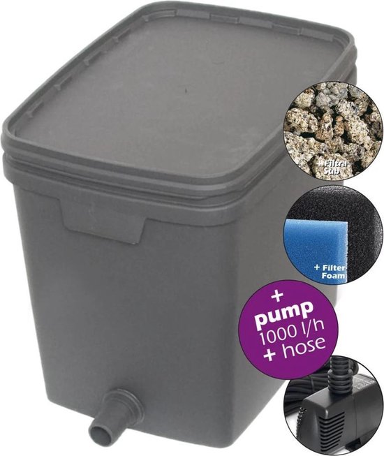 Velda VT Box Filter 4000 Vijverfilter, Pomp en Slang - Zwart