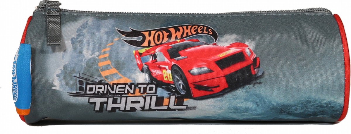 Hot Wheels etui junior 22 x 7 cm polyester grijs/ - Rood