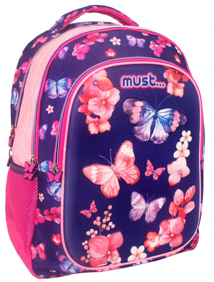 Must rugzak Butterfly 3D 25 liter 32 x 43 cm polyester - Roze