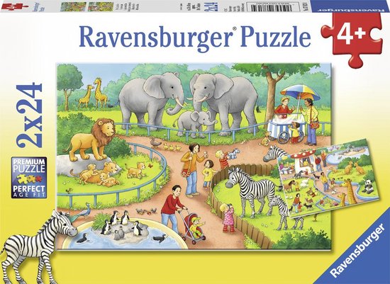 Ravensburger Puzzel Een Dag In De Dierentuin - 2 X 24 Stukjes