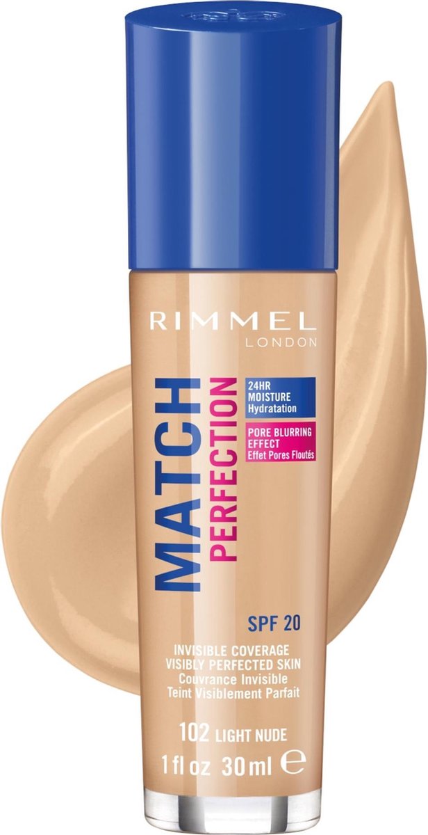 Rimmel 102 light nude Match Perfection Foundation 30ml