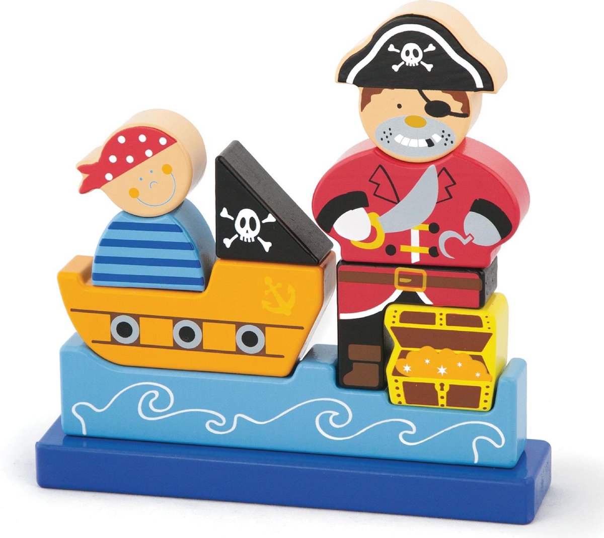 Viga Toys Magnetische Bouwpuzzel Piraat - 10 Stukjes - Blauw