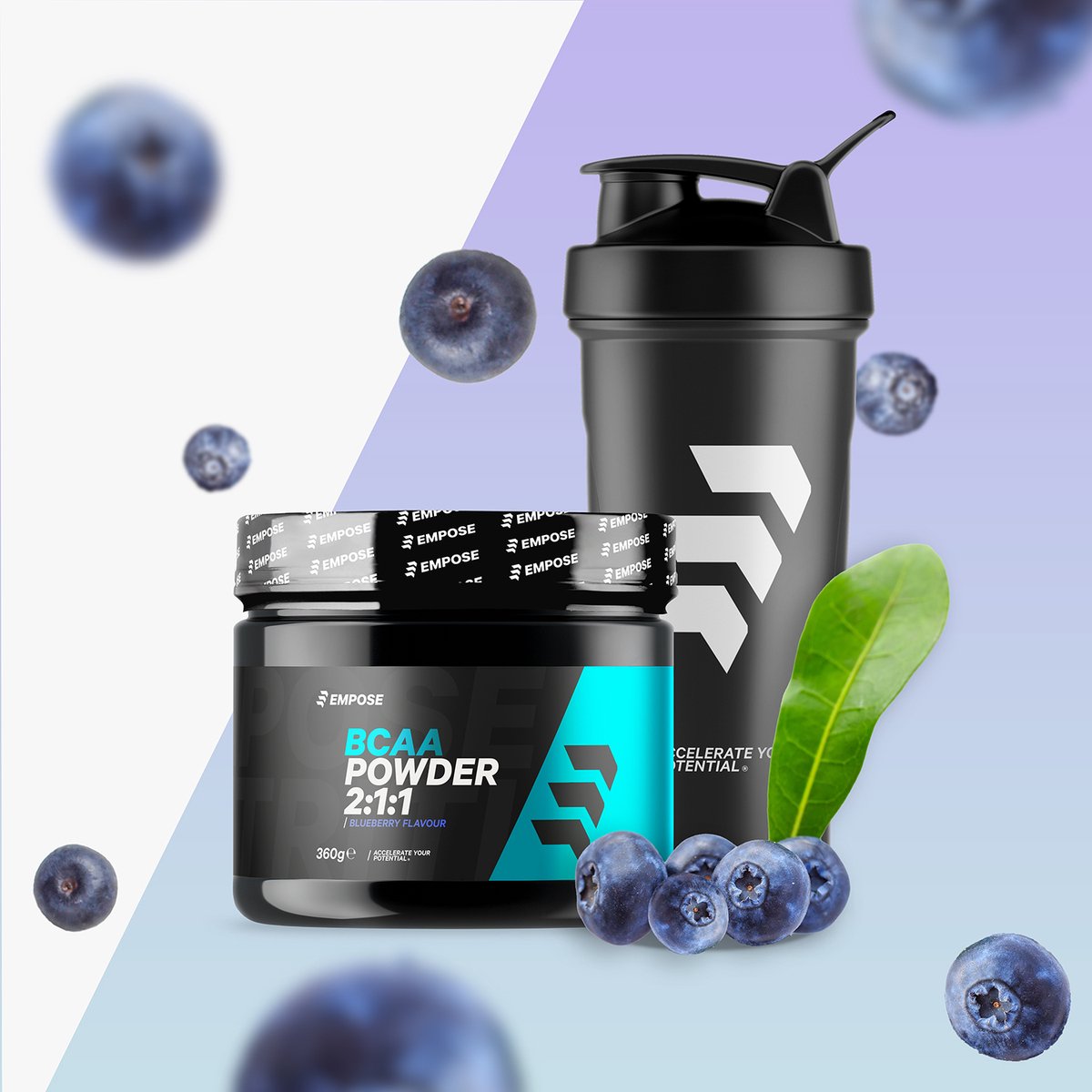Empose Nutrition BCAA Poeder - Aminozuren - 360 gr - Blueberry