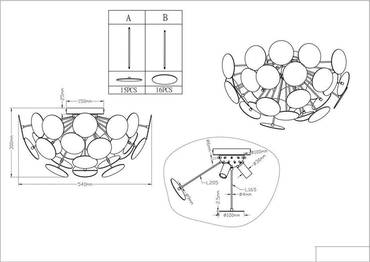 TRIO Discalgo Plafondlamp - Zwart