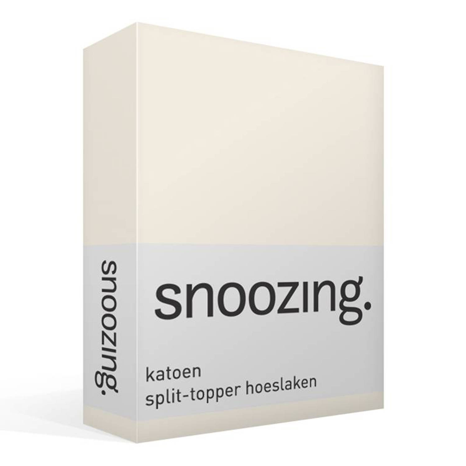 Snoozing - Katoen - Split-topper - Hoeslaken - Lits-jumeaux - 180x210/220 Cm - Ivoor - Wit