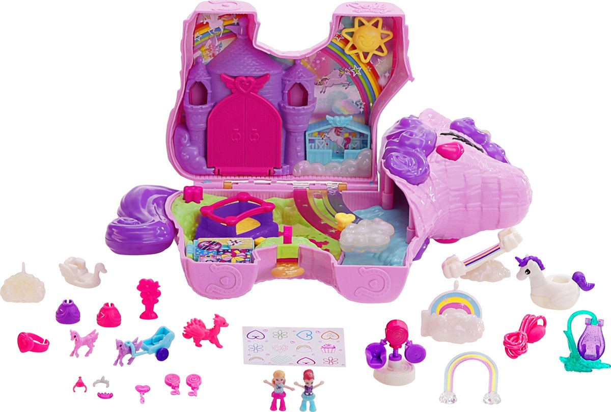 Polly Pocket speelset Unicorn Party meisjes paars 16 delig