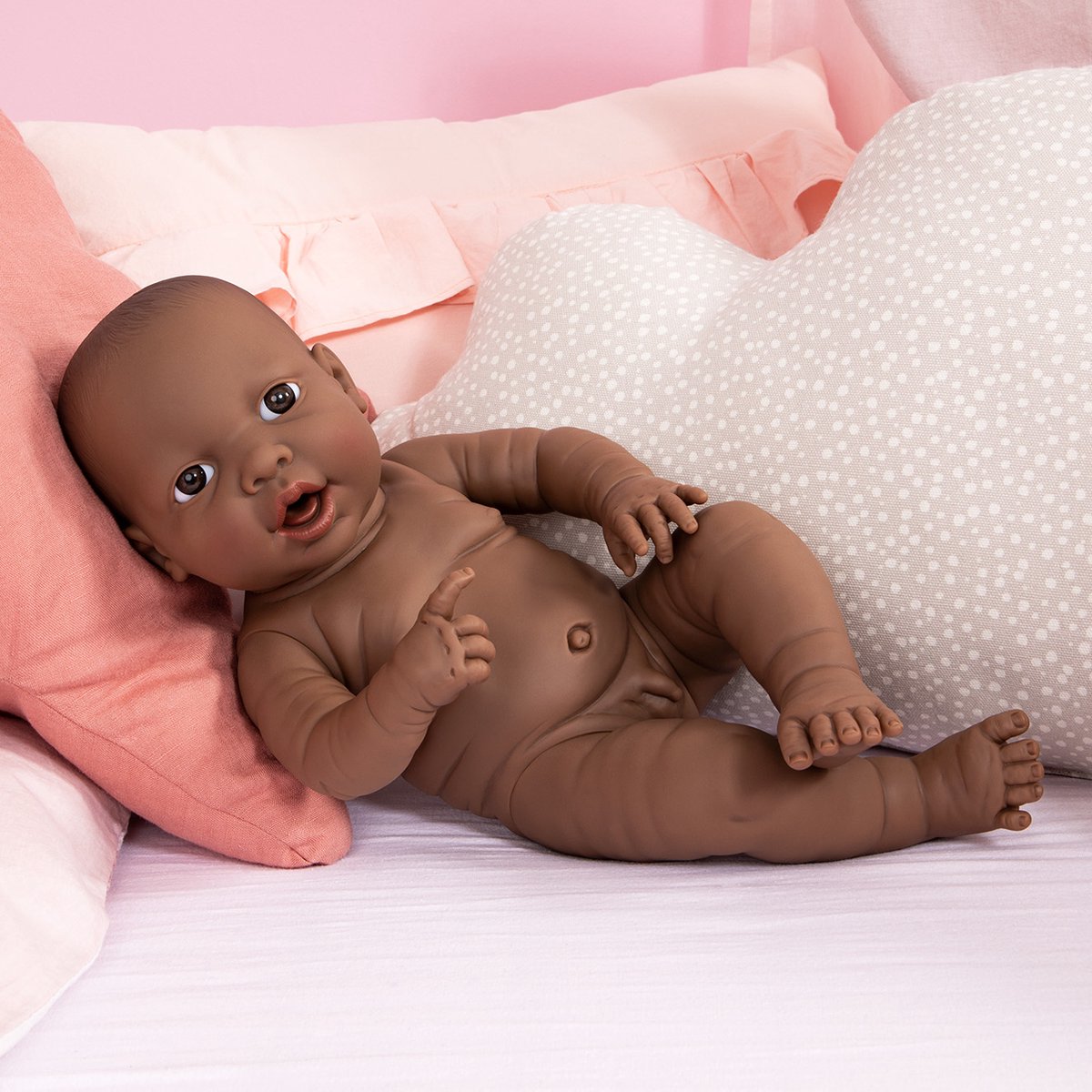 Bayer babypop Newborn Black Boy 42 cm - Bruin