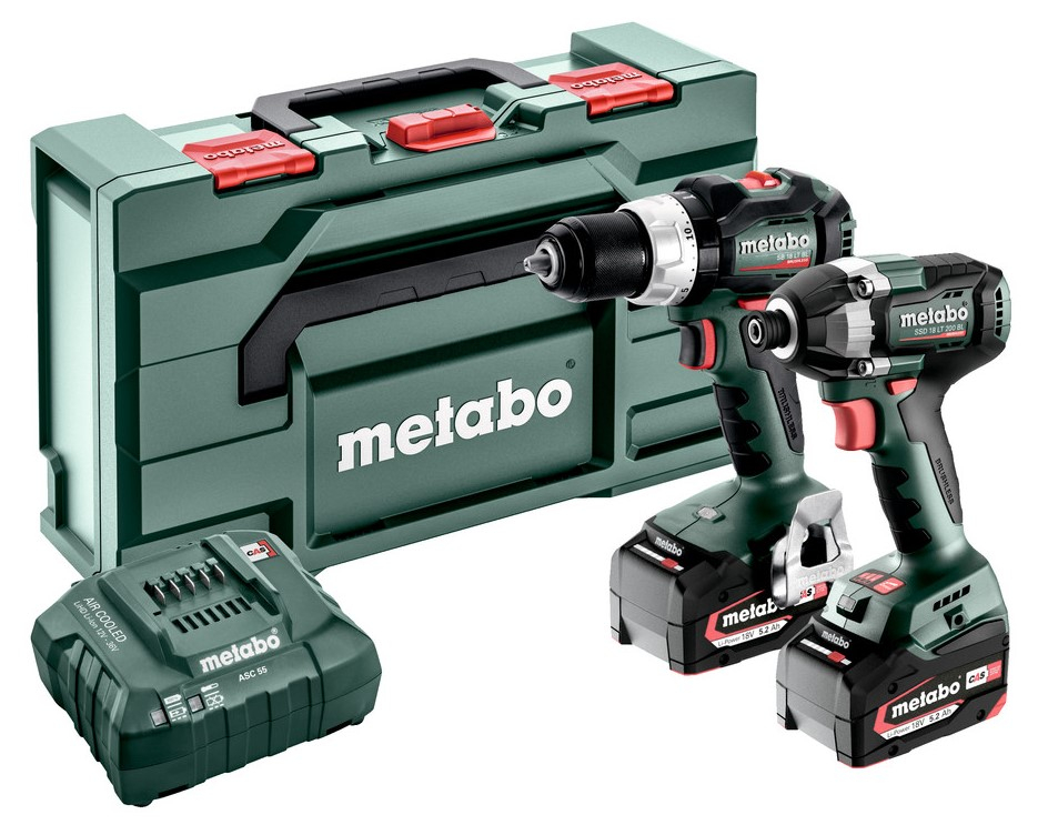 Metabo Accu Combo Set 2.8.8 | SB 18 LT BL (Klopboormachine) + SSD 18 LT 200 BL (Slagschroevendraaier) | 18 V | 2x 5.2Ah, ASC 55 | In x