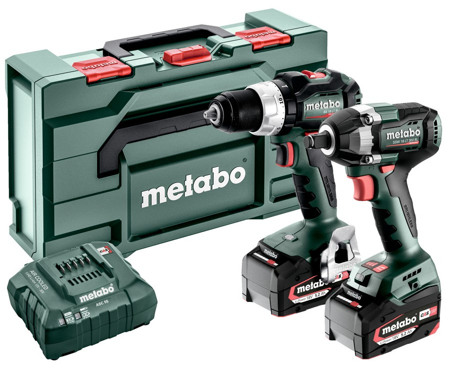 Metabo Accu Combo Set 2.9.3 | BS 18 LT BL (Boorschroefmachine) + SSW 18 LT 300 BL (Slagschroevendraaier) | 18 V | 2x 5.2Ah, ASC 55 | In x