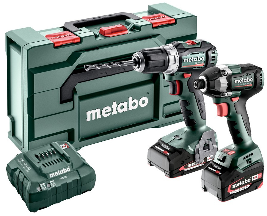 Metabo Accu Combo Set 2.8.3 | BS 18 L BL (Boorschroefmachine) + SSD 200 LT BL (Slagschroevendraaier) | 18 V | 1x2.0Ah, 1x 5.2Ah, ASC 55 | In x