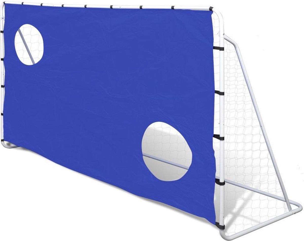 Voetbaldoel Met Richtmuur 240 X 92 X 150 Cm - Blauw