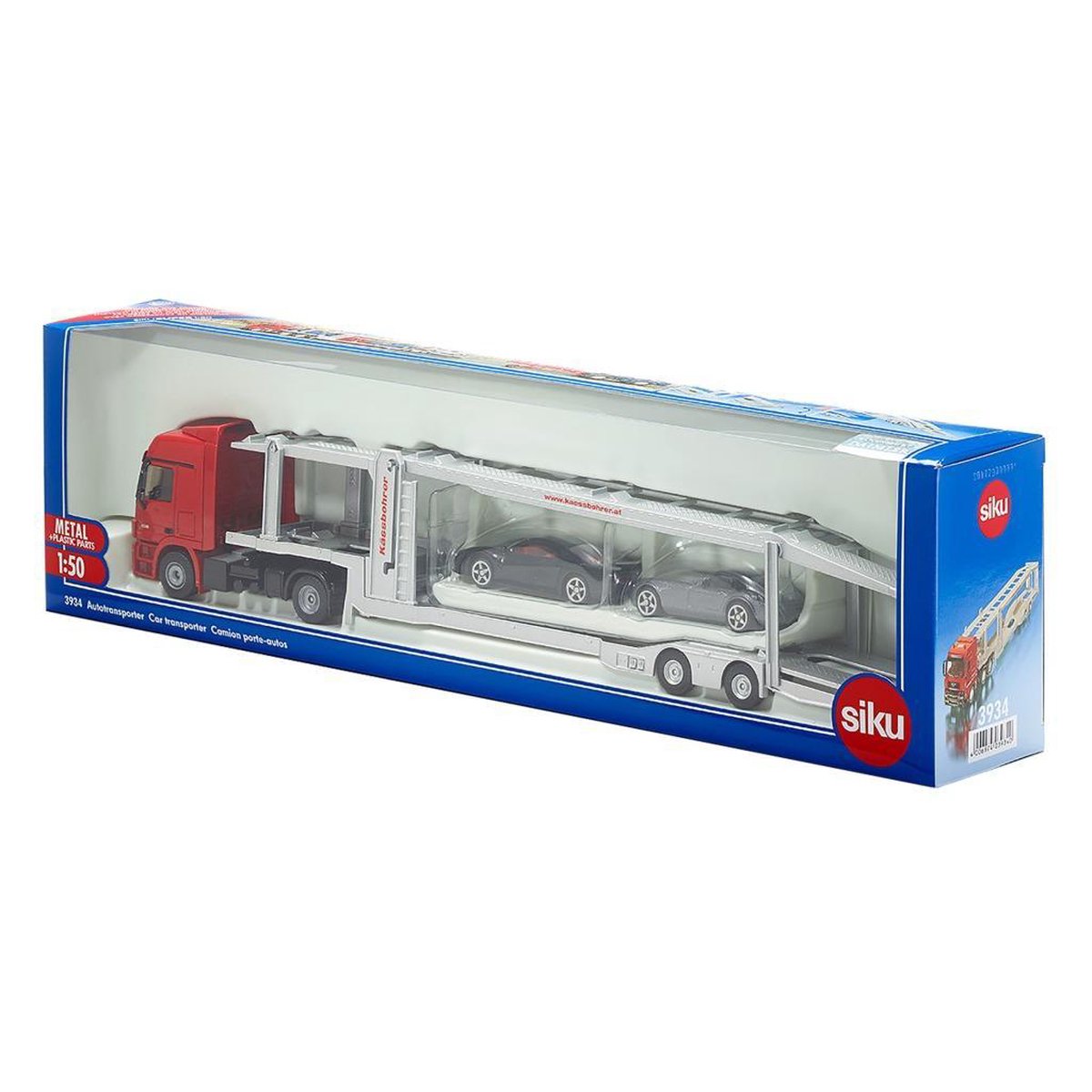 Siku vrachtwagen met transporter en sportwagens rood/zilver (3934) - Grijs