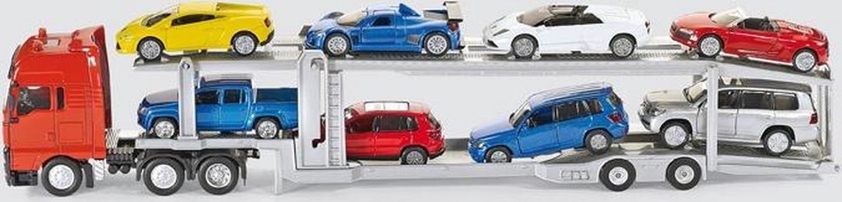Siku vrachtwagen met transporter en sportwagens rood/zilver (3934) - Grijs