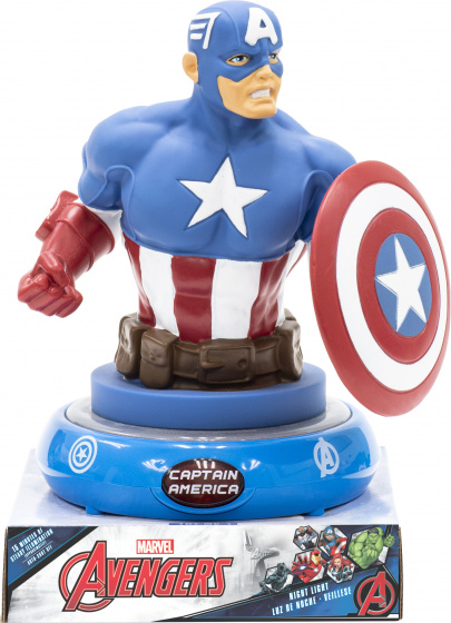 Marvel nachtlamp 3D Captain America led junior 15 cm - Blauw