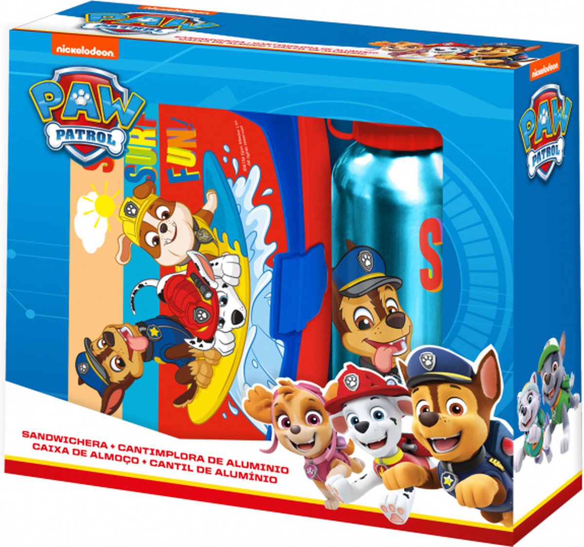 Nickelodeon lunchset Paw Patrol aluminium/rood 2 delig - Blauw
