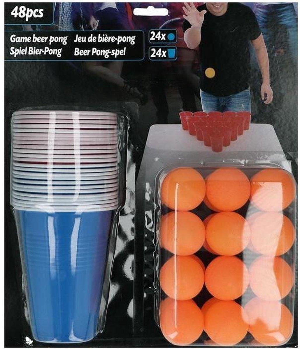 TOM beer pong kunststof bekers en ballen 48 delig