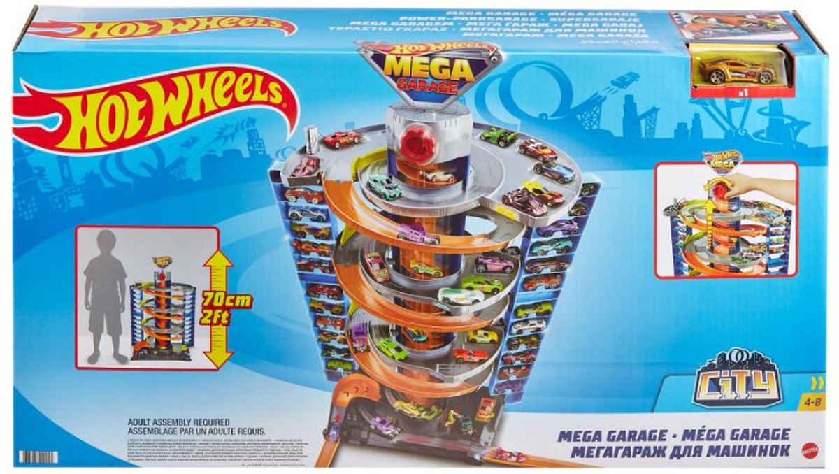 Hot Wheels speelset Mega Garage junior 70 cm 2 stuks
