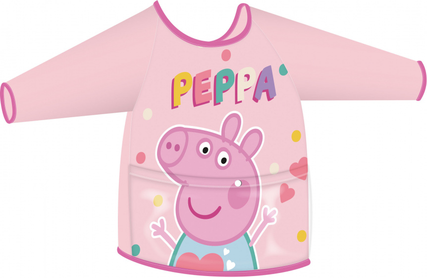 Peppa Pig schort met mouwen junior pvc one size - Roze