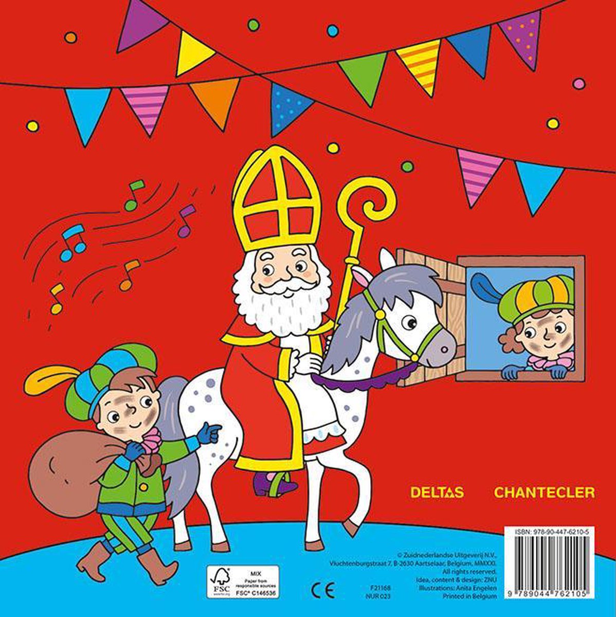 kleurboek Color Fun Sinterklaas junior 22 x 22 cm - Rood