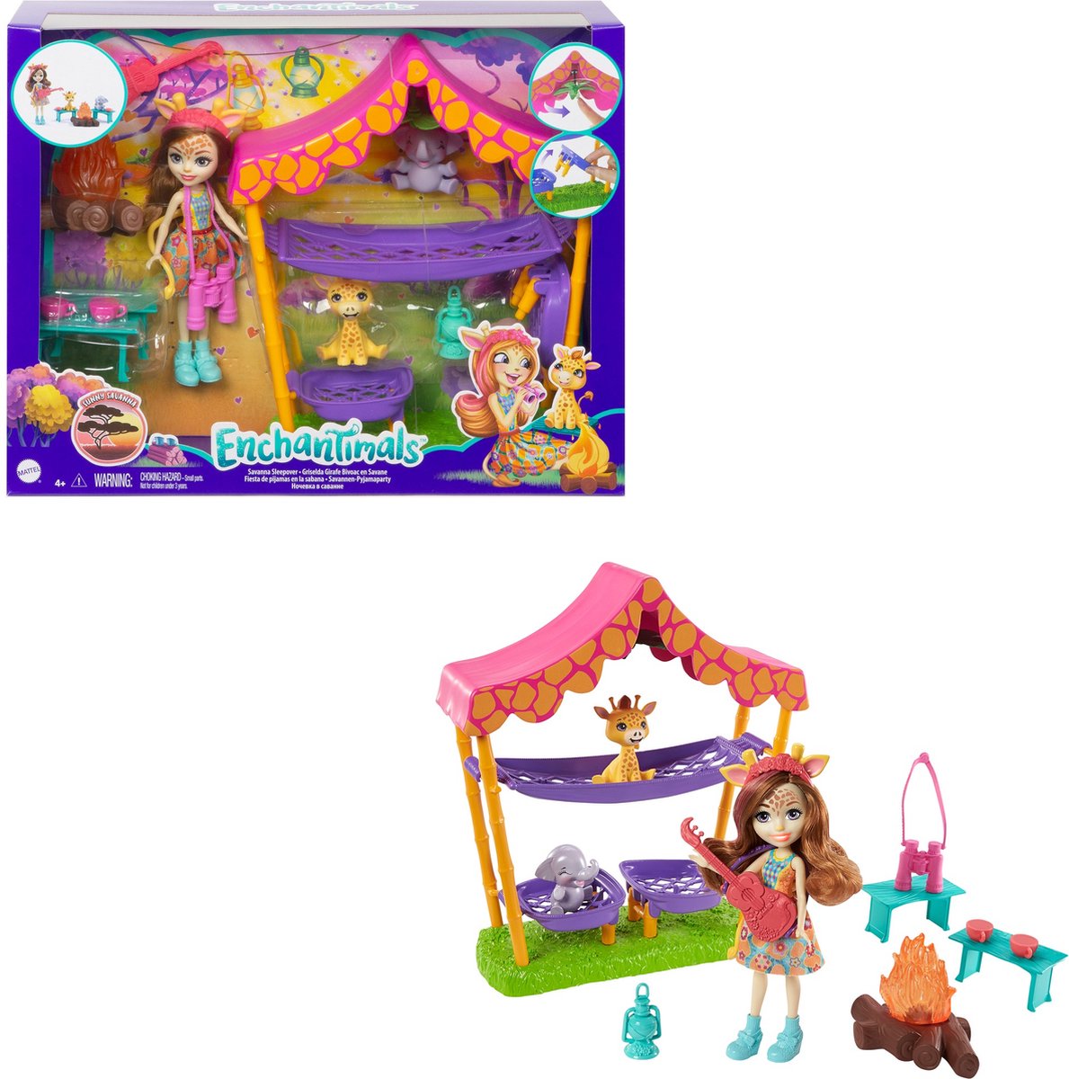 Enchantimals speelset Savanna 23,5 cm paars 12 delig