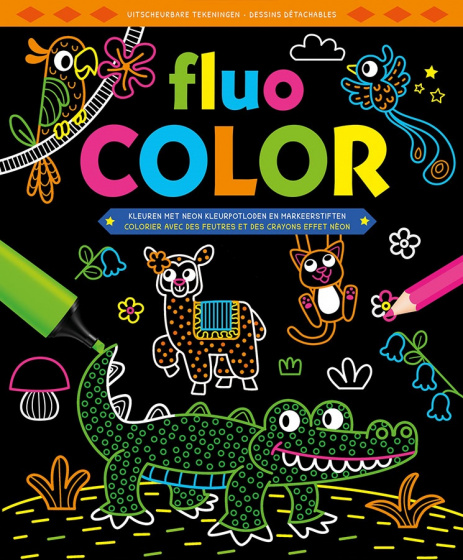 kleurboek Fluo Color junior 30,4 x 25,1 cm papier - Zwart