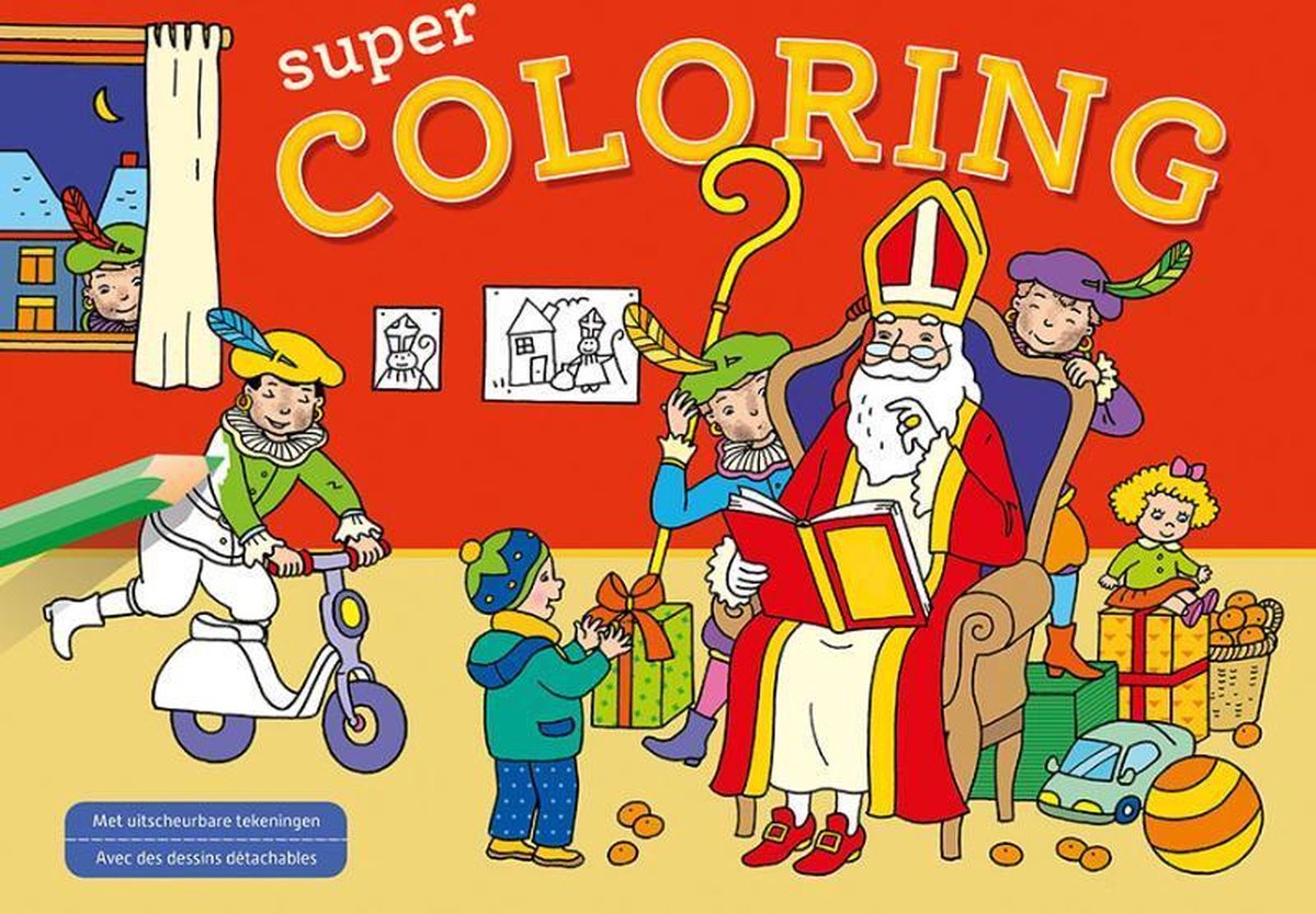 kleurboek Supercoloring Sinterklaas 30 x 22 cm - Rood