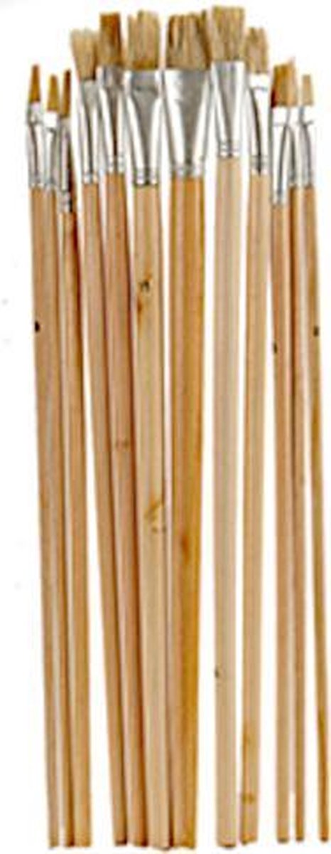 Pincello platte kwasten 38 x 16,5 cm hout naturel 12 delig