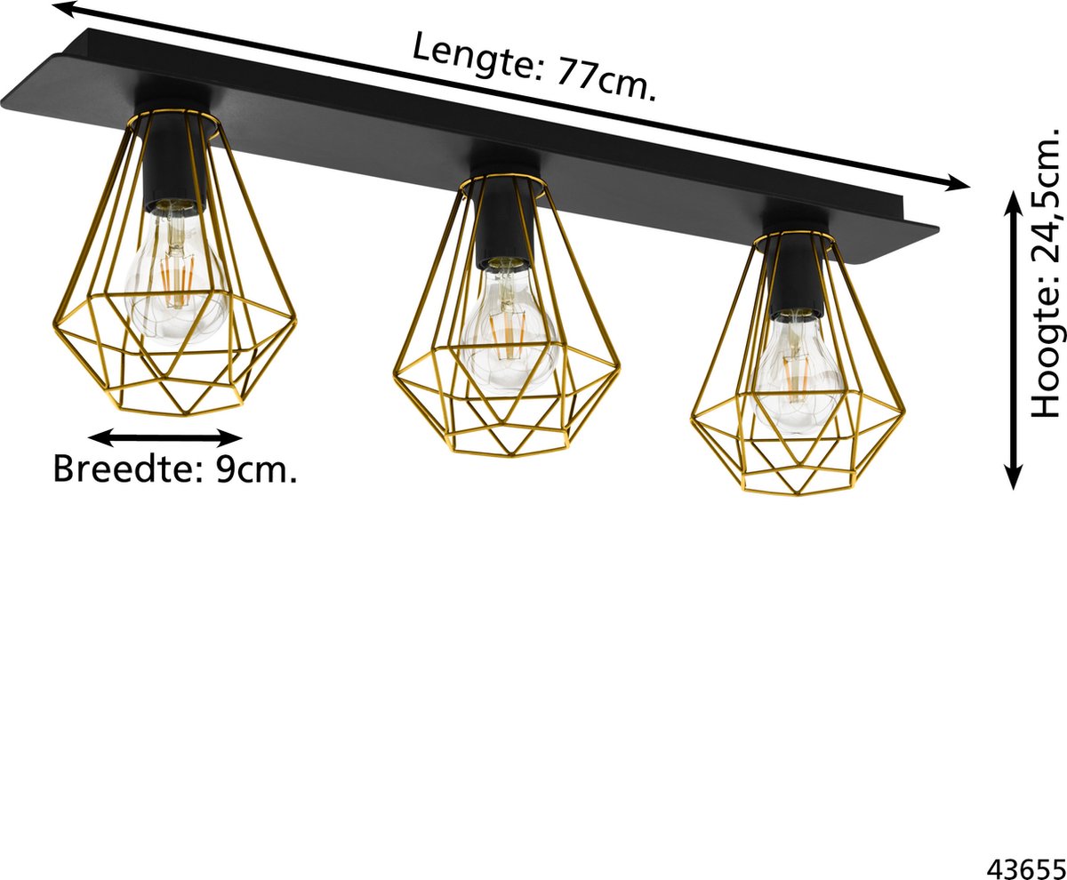 EGLO Tarbes Plafondlamp - Zwart