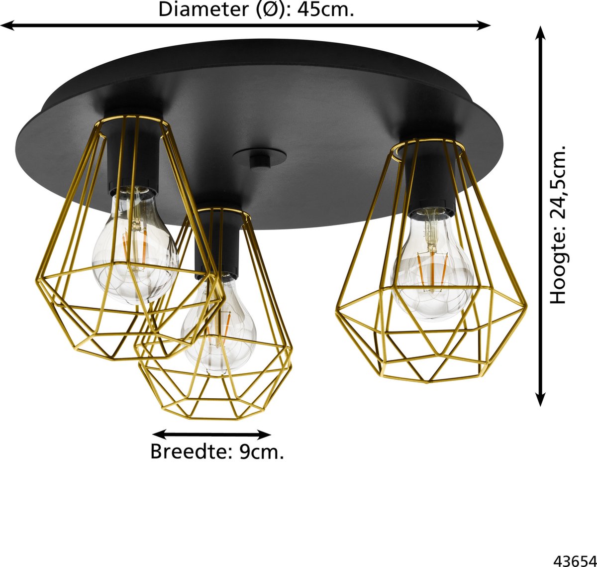 EGLO Tarbes Plafondlamp Ø 45 cm - Zwart