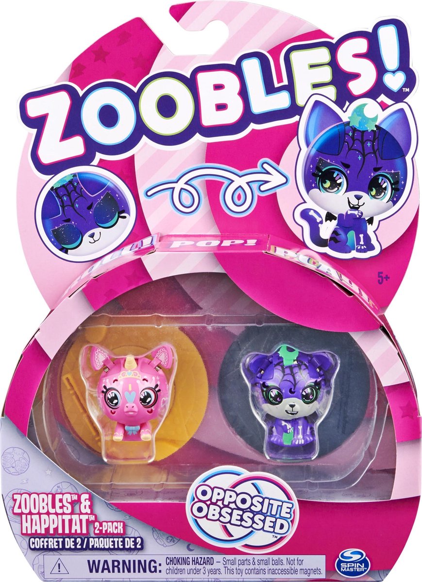 Zoobles speelset Unicorn and Tiger junior roze/donkerblauw 6 delig