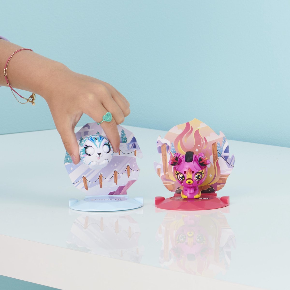 Zoobles speelset Unicorn and Tiger junior roze/donkerblauw 6 delig