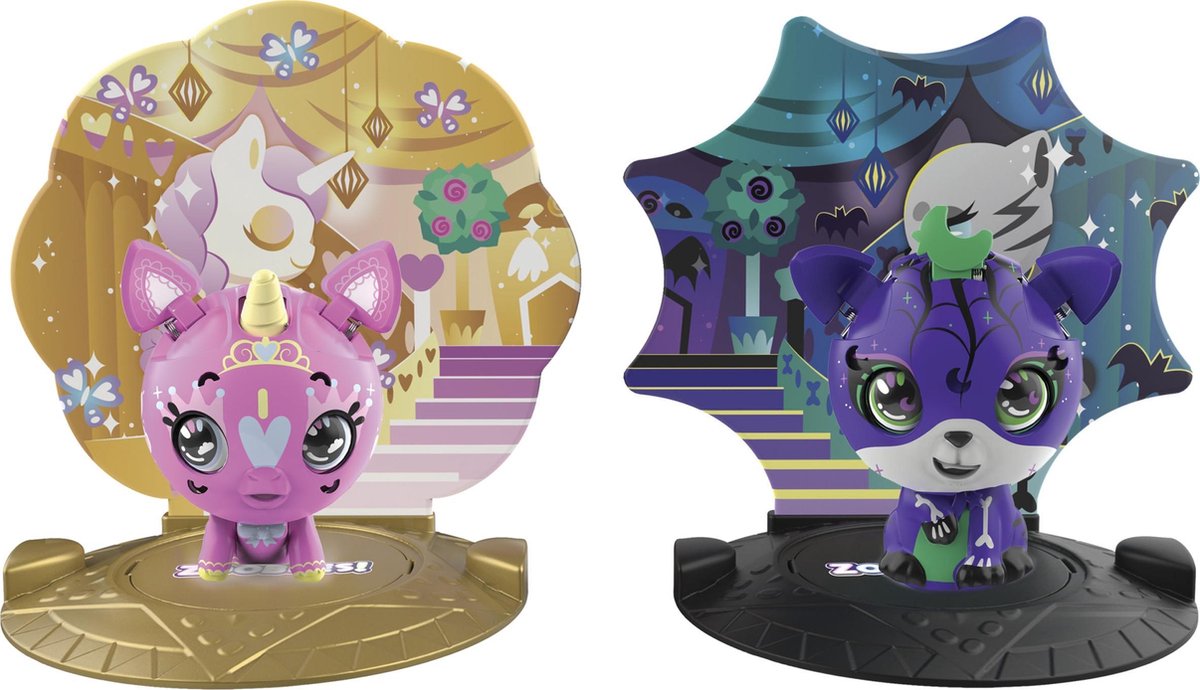 Zoobles speelset Unicorn and Tiger junior roze/donkerblauw 6 delig