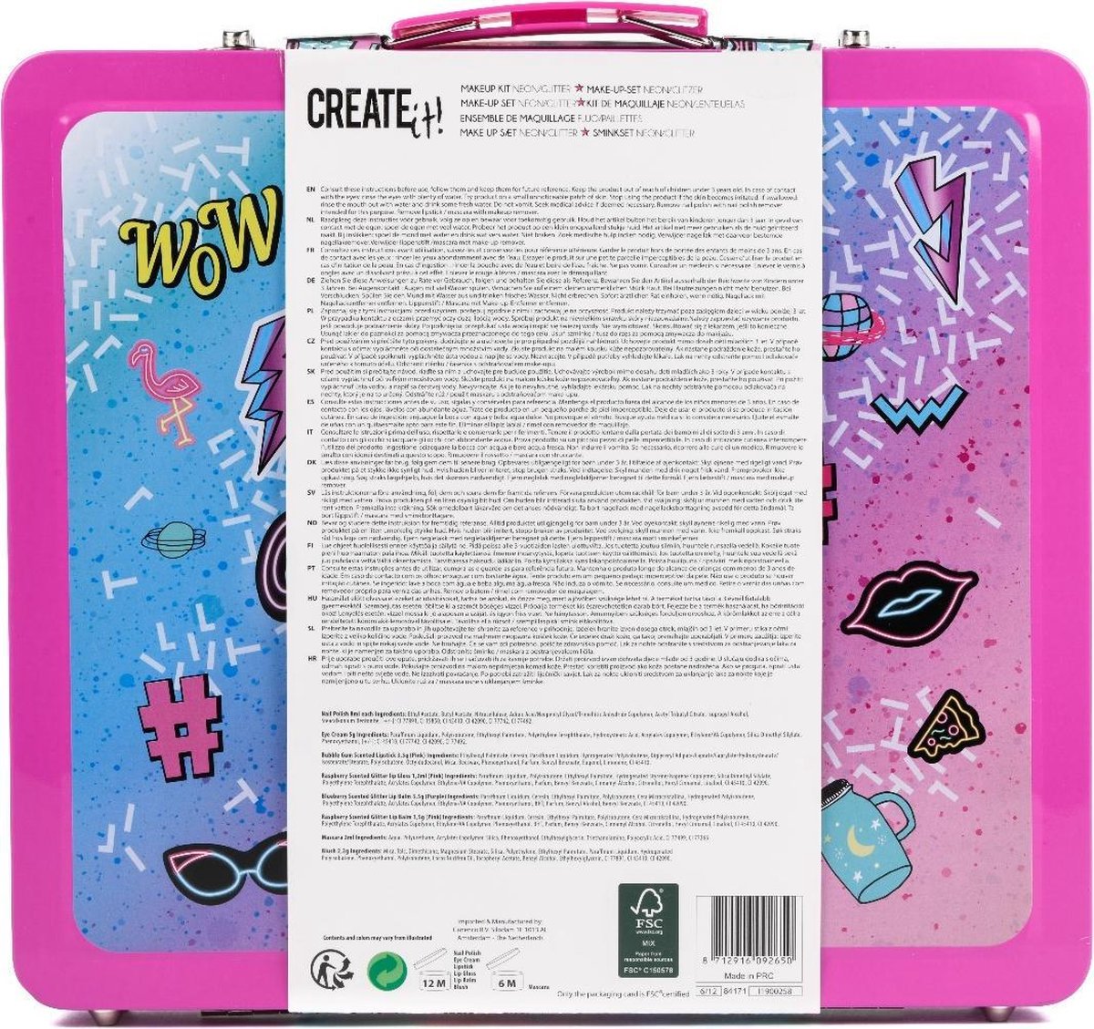 Create it! make up set meisjes 30 x 27 cm textiel 17 delig - Roze