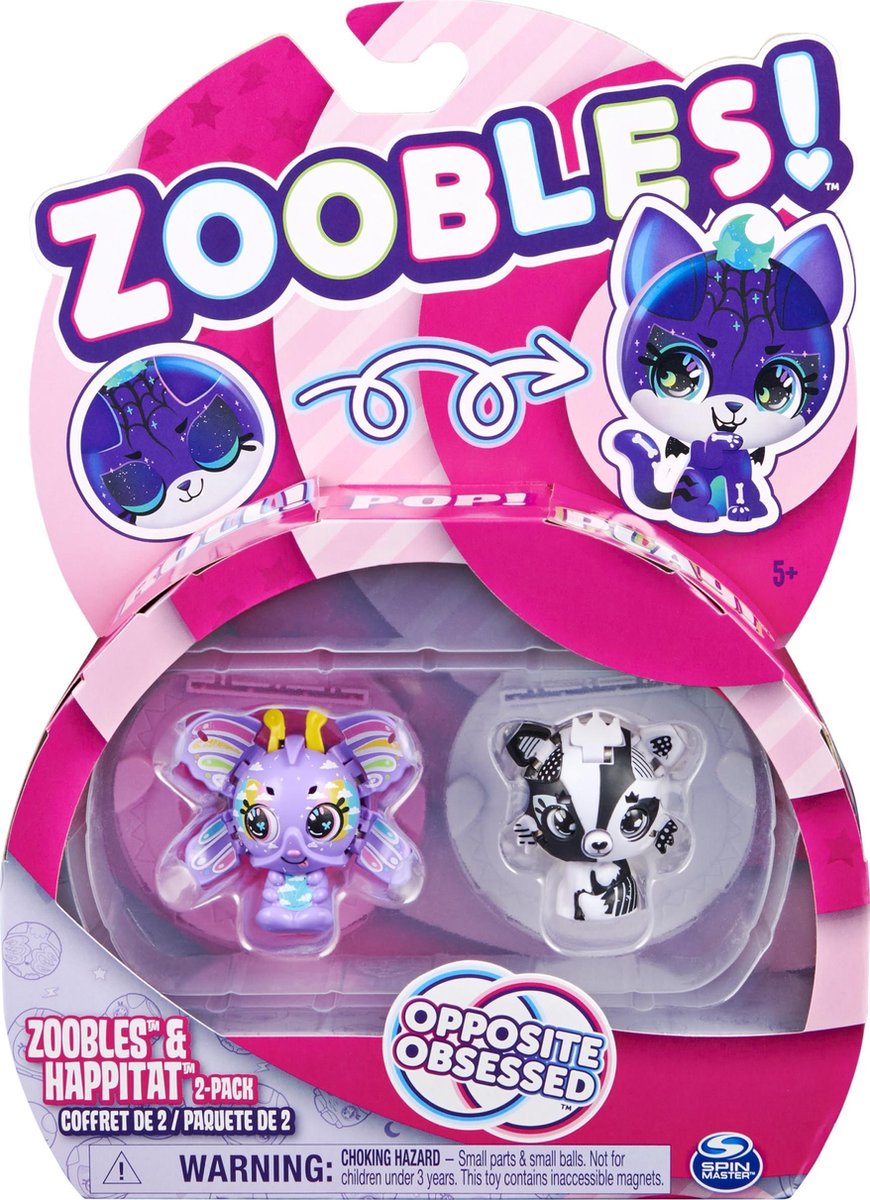 Zoobles speelset Butterfly and Fox junior paars/wit 6 delig