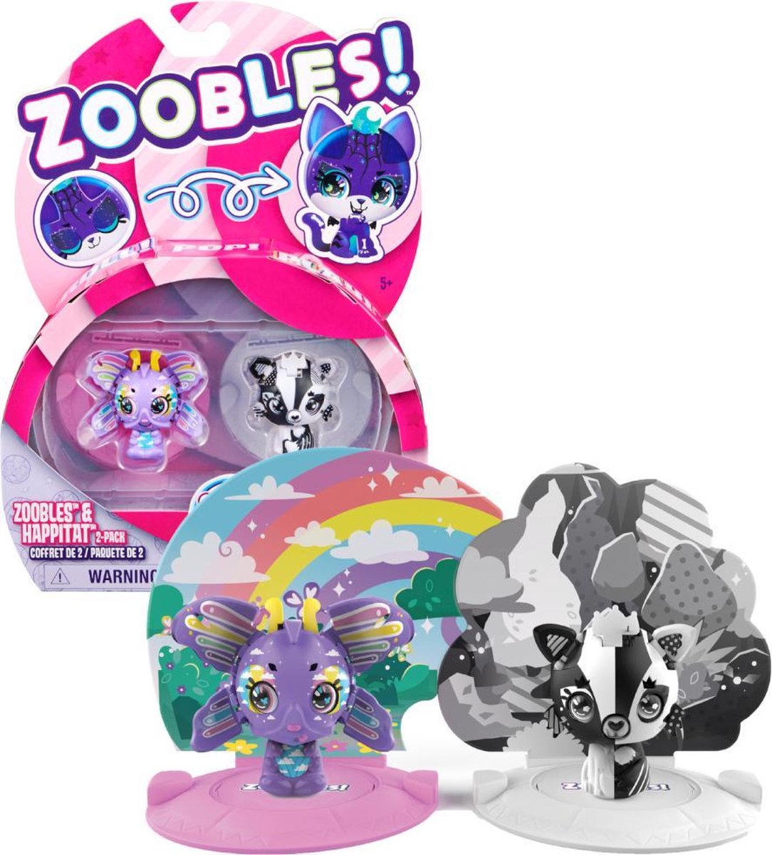 Zoobles speelset Butterfly and Fox junior paars/wit 6 delig