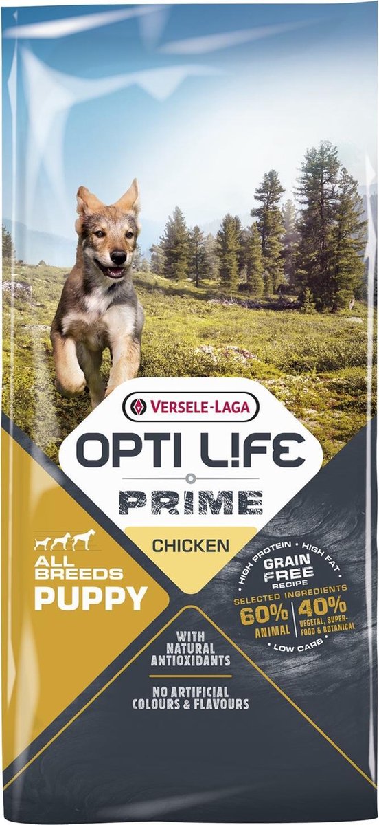 Opti Life Prime Puppy All Breeds Kip - Hondenvoer - 12.5 kg Graanvrij