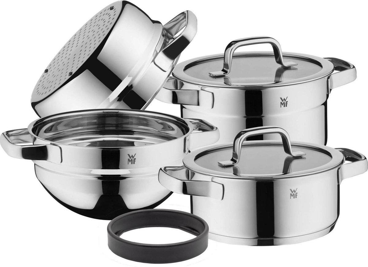 WMF Compact Cuisine Pannenset met stoominzet en mengkom 4-delig - Silver