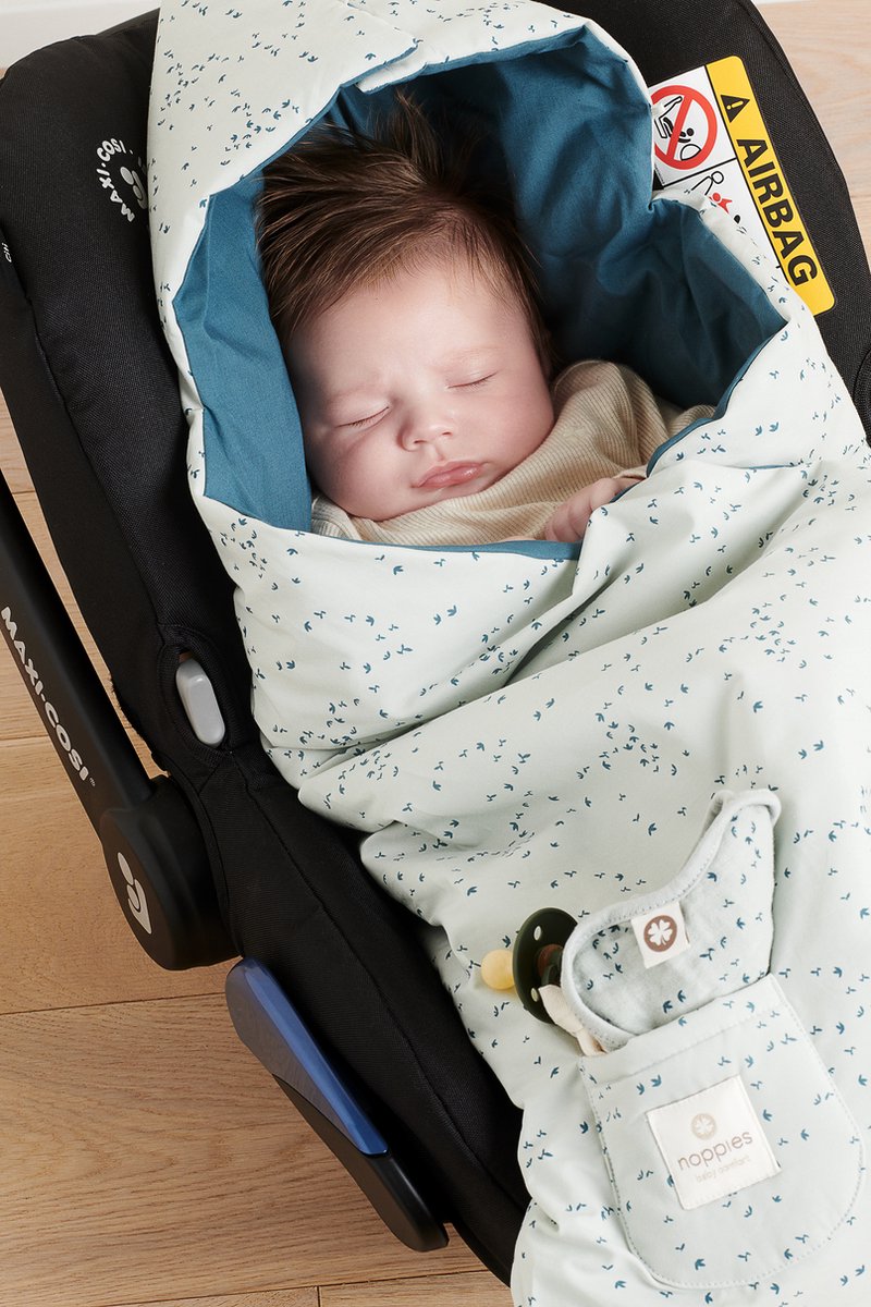 Noppies Voetenzak Botanical Poplin Puritan Gray - Blauw