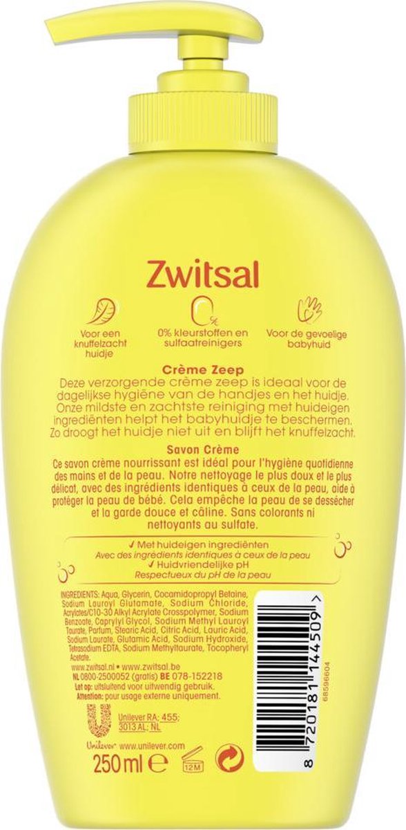 Zwitsal Creme Zeep Pomp 250ml