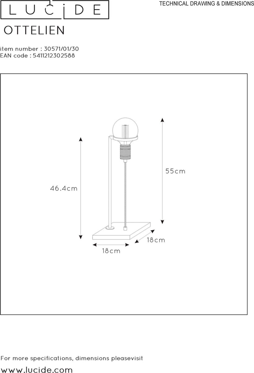Lucide Ottelien Tafellamp - Zwart